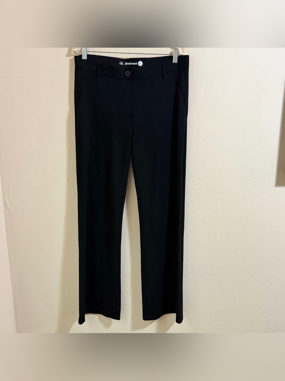 Betabrand Straight Leg Dress Pants Black Stretch Work Wear Professional Large